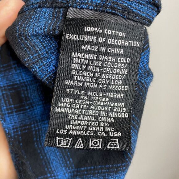 CIVIL SOCIETY Shirt Mens Large Brushed Flannel Plaid Button-Up NEW Blue - Picture 6 of 6
